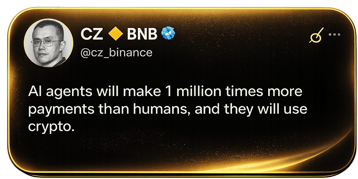 Changpeng Zhao: AI agents will make 1 million times more payments than humans, and they will use crypto.